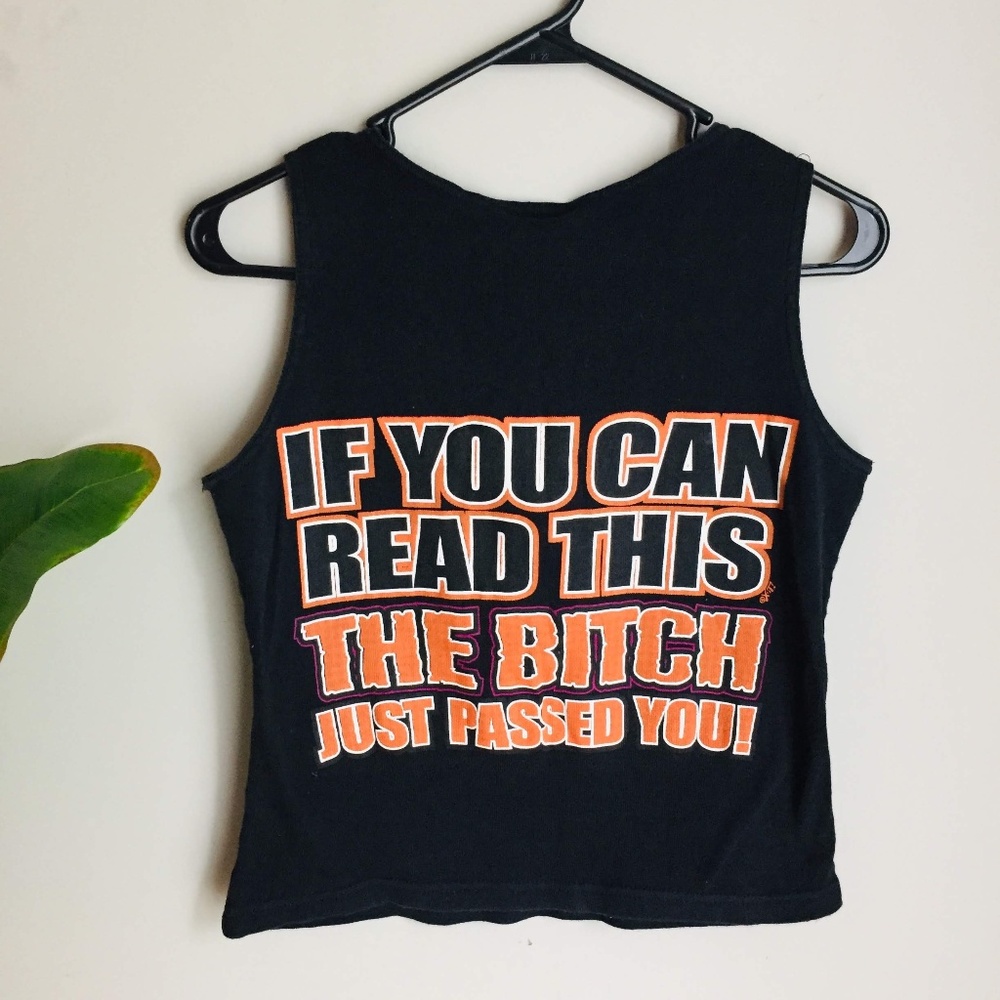 Vintage Biker Design Biker Cotton Crop Tank Top